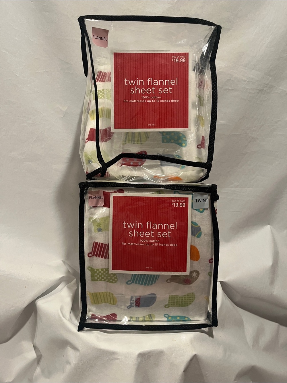 Kids Twin Flannel Sheet Set - Multicolor Christmas Stockings